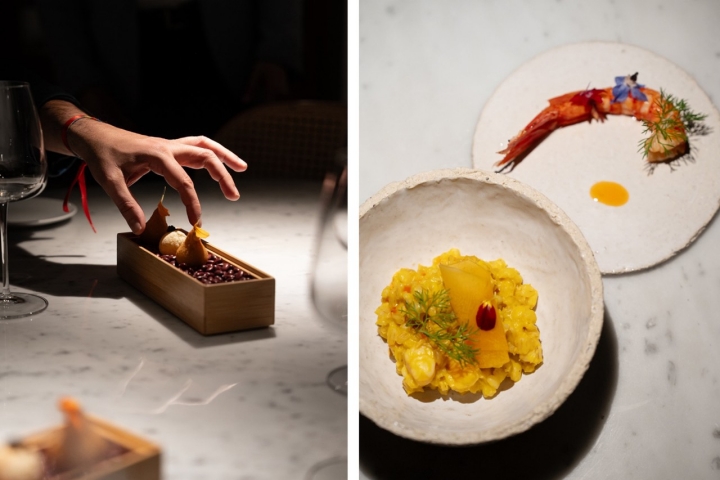 emplatado new couisine con gambas emplatado new couisine con gambas