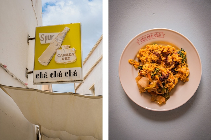 Os ovos de pata com chouriço de porco preto e kimchi são uma das intersecções culturais mais deliciosas do Cha Cha Cha Os ovos de pata com chouriço de porco preto e kimchi são uma das intersecções culturais mais deliciosas do Cha Cha Cha