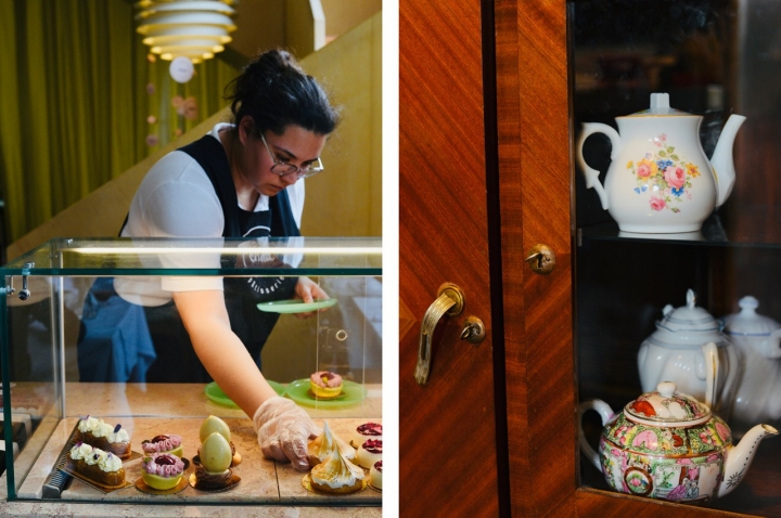 Os doces cheios de elegância e cor fazem pandan com as loiças antigas da mãe e avó de Joana  Os doces cheios de elegância e cor fazem pandan com as loiças antigas da mãe e avó de Joana