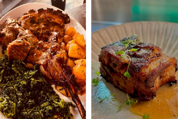 Cabrito de leite é servido com arroz de forno Cabrito de leite é servido com arroz de forno