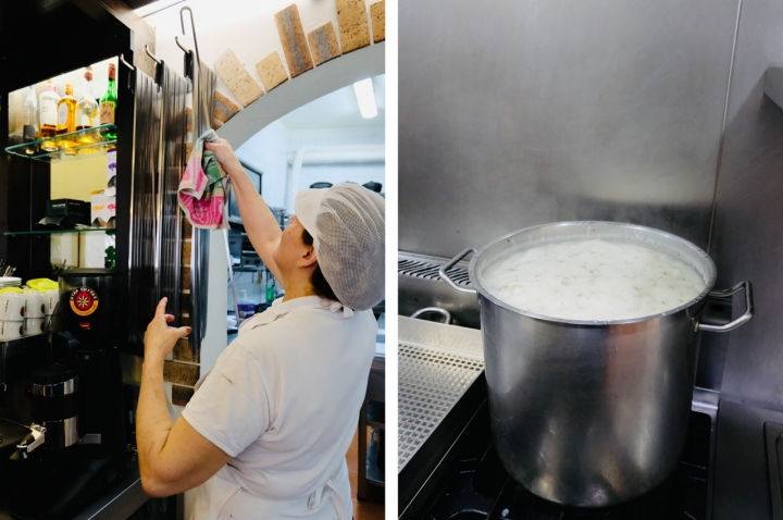 Os milhos fritos, suaves e gulosos, levam várias horas ao lume, com uma mão cozinheira sempre a mexê-los Os milhos fritos, suaves e gulosos, levam várias horas ao lume, com uma mão cozinheira sempre a mexê-los