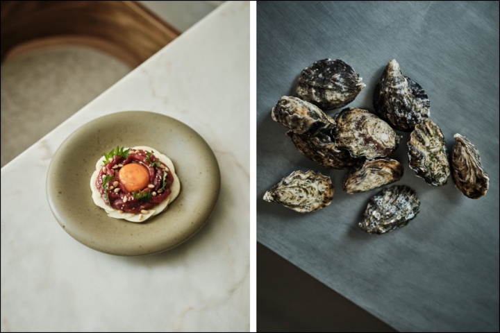 Tártaro de vaca maturada, nabos marinados em nata fresca, pinhões. As ostras vêm da Ria Formosa, Ria de Aveiro e do Sado ©Charles McCay Tártaro de vaca maturada, nabos marinados em nata fresca, pinhões. As ostras vêm da Ria Formosa, Ria de Aveiro e do Sado ©Charles McCay