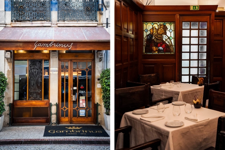 Imagen doble, entrada del restaurante e interior con vidrier Imagen doble, entrada del restaurante e interior con vidrier