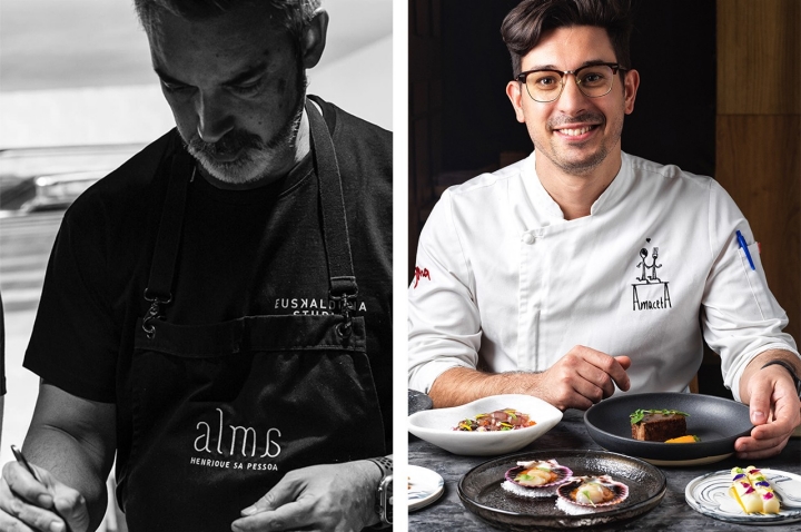Henrique Sá Pessoa (Alma, 2 Sóis Guia Repsol 2025) fará um showcooking a quatro mãos com Lucía Freitas. À direita, Jorge Gago d’A Maceta (Recomendado Guia Repsol Espanha 2025) Henrique Sá Pessoa (Alma, 2 Sóis Guia Repsol 2025) fará um showcooking a quatro mãos com Lucía Freitas. À direita, Jorge Gago d’A Maceta (Recomendado Guia Repsol Espanha 2025)