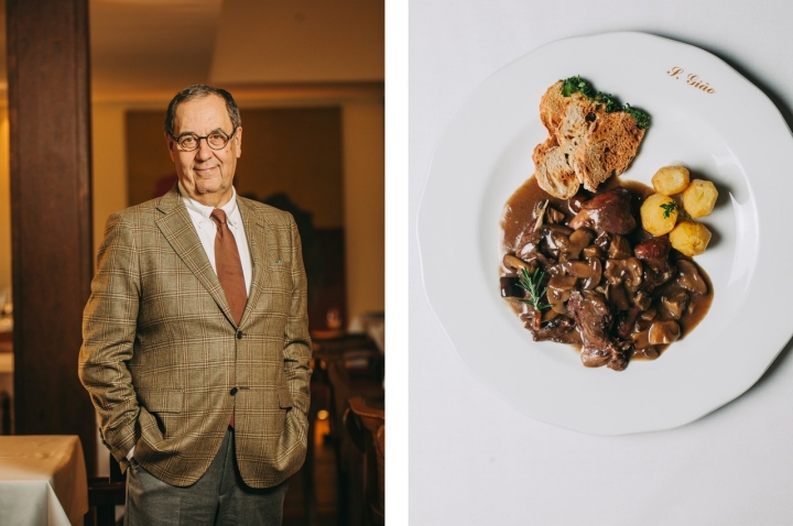 Pedro Nunes, fundador do São Gião, já desenvolveu mais de 100 pratos. Um dos mais icónicos é a perdiz estufada em vinho Pedro Nunes, fundador do São Gião, já desenvolveu mais de 100 pratos. Um dos mais icónicos é a perdiz estufada em vinho