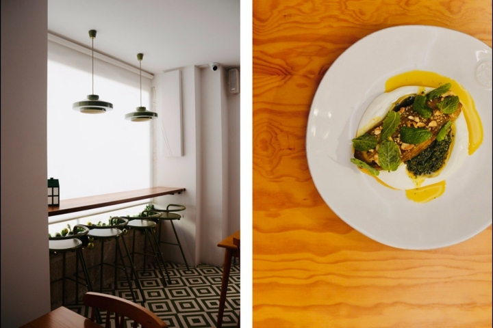 O restaurante com o mesmo nome está a funcionar desde a abertura do hotel.  À direita, Beringela com mel, especiarias e caju O restaurante com o mesmo nome está a funcionar desde a abertura do hotel.  À direita, Beringela com mel, especiarias e caju