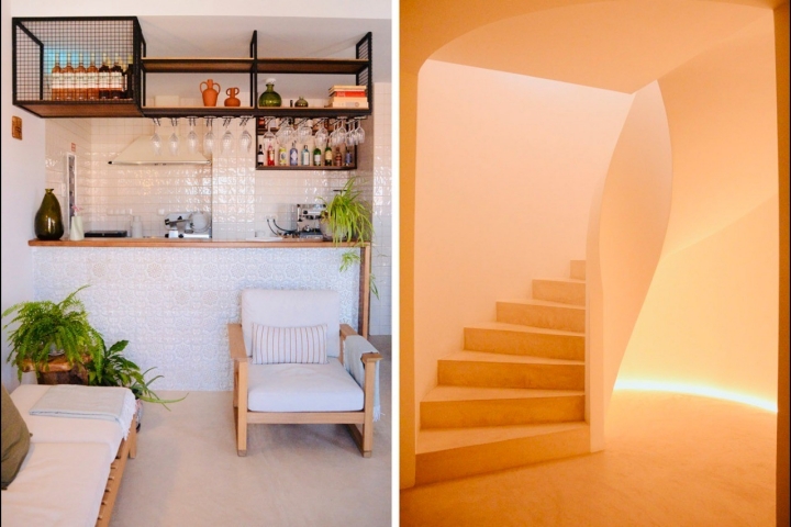 O honesty bar que fica no último piso e a bonita escada em caracol que liga a sala comum ao rooftop O honesty bar que fica no último piso e a bonita escada em caracol que liga a sala comum ao rooftop