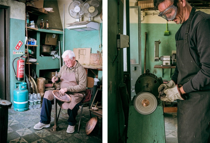 Analide Carmo (à esq.) e Nuno Palma estão sempre pela Oficina dos Caldeireiros Analide Carmo (à esq.) e Nuno Palma estão sempre pela Oficina dos Caldeireiros