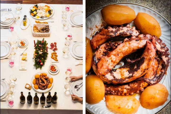 Na Quinta de Folga, projeto de Maria João Cerdeira e do marido, Rui, Alzira preparou um polvo com batatas, temperado com colorau Na Quinta de Folga, projeto de Maria João Cerdeira e do marido, Rui, Alzira preparou um polvo com batatas, temperado com colorau