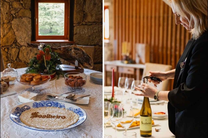 Maria João Cerdeira abre uma garrafa de Soalheiro da colheita do ano, seguindo a tradição familiar de Natal inciada pelo pai, João António Cerdeira Maria João Cerdeira abre uma garrafa de Soalheiro da colheita do ano, seguindo a tradição familiar de Natal inciada pelo pai, João António Cerdeira