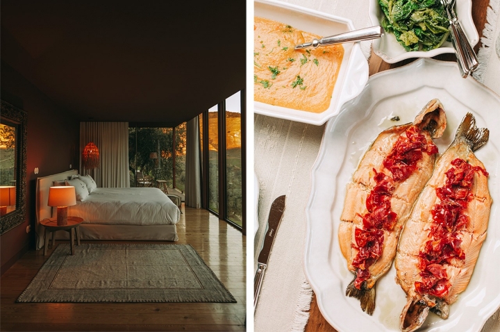 Entre os produtos locais à mesa estão os peixes de rio, como a truta  Entre os produtos locais à mesa estão os peixes de rio, como a truta