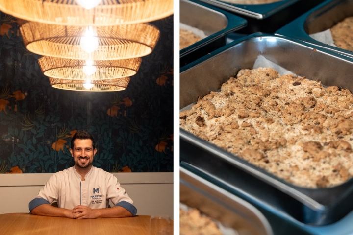 O chef José Faustino dirige um workshop de farinha torrada, doce típico de Sesimbra