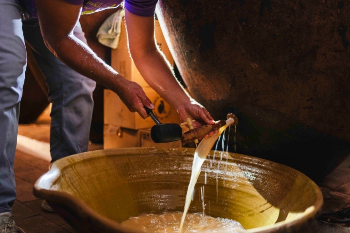 O vinho escorre para um alguidar de barro O vinho escorre para um alguidar de barro