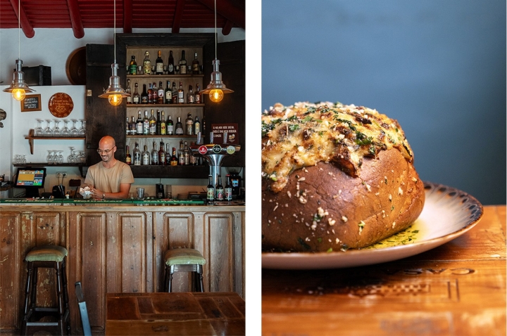 Uma das especialidades do Sítio da Pedralva é o bacalhau no pão, à direita, entre 15 e 27 euros Uma das especialidades do Sítio da Pedralva é o bacalhau no pão, à direita, entre 15 e 27 euros