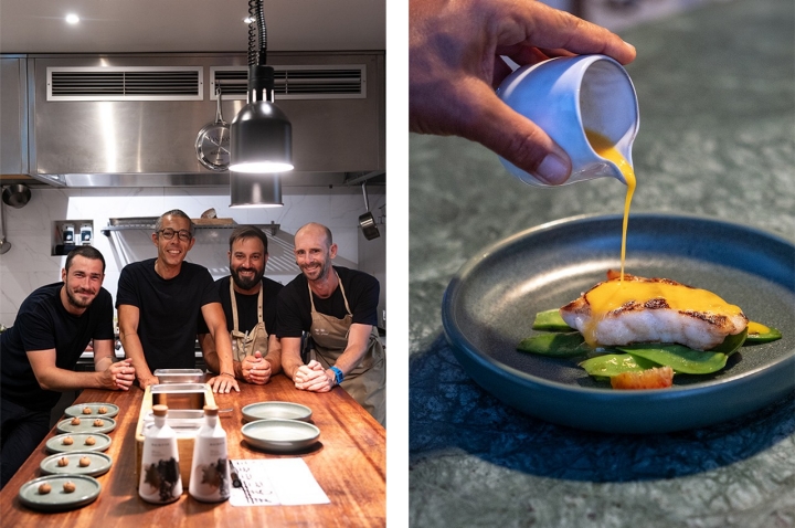 O chef Hugo Nascimento (segundo à esquerda) com a sua equipa do restaurante em Odeceixe O chef Hugo Nascimento (segundo à esquerda) com a sua equipa do restaurante em Odeceixe