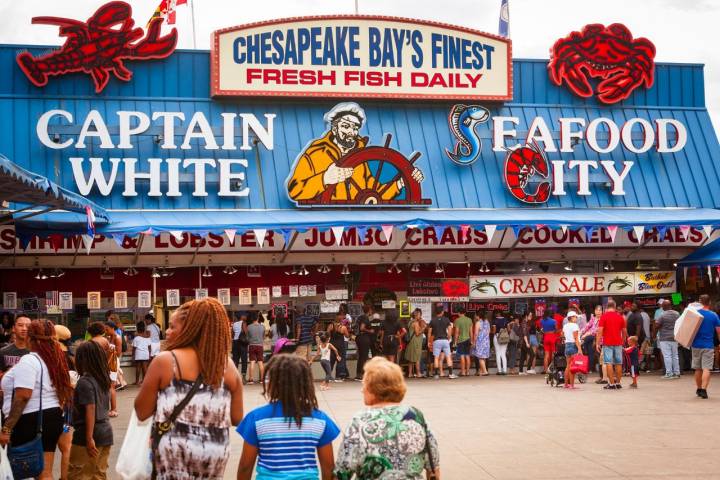 En the 'Wharf', en la ribera del río Potomac, puedes comprar marisco fresco o cocinado. Foto: Shutterstock