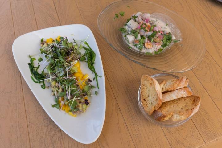 Tartar de atún y ceviche en el chiringuito Oli Ba Ba