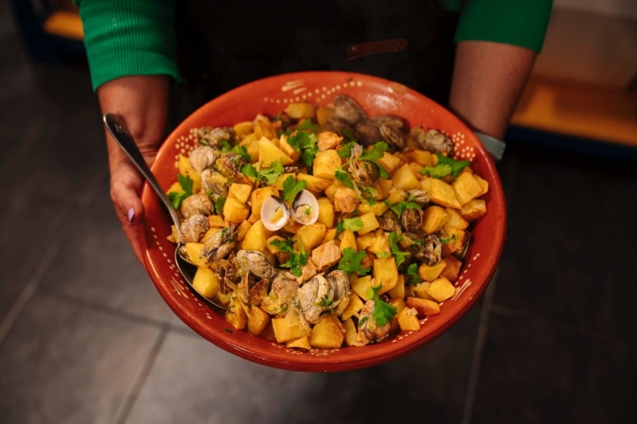 Cerdo a la alentejana del curso de Sofía.