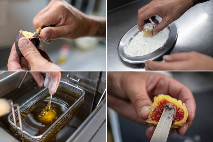 Higo en tempura con pasta de anchoas.