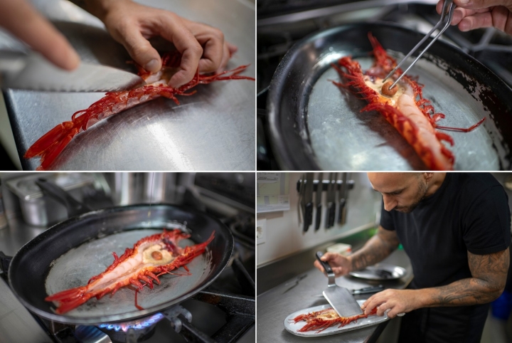 Carabinero con sobrasada.