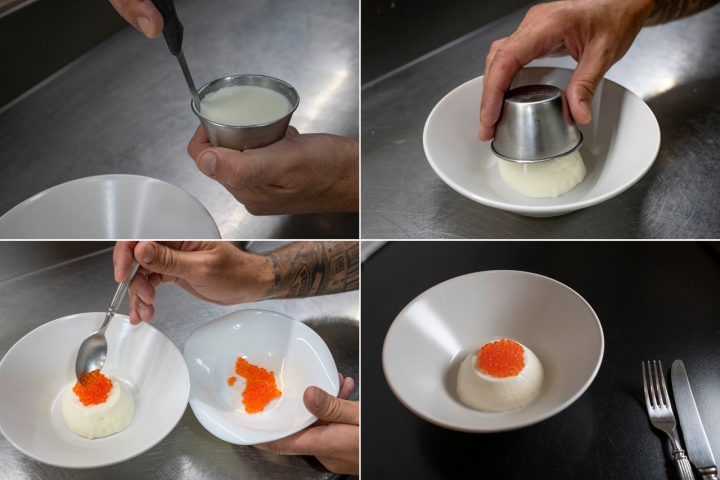 Panacota con huevas de trufa.