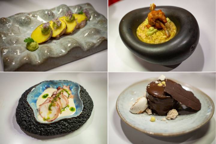 Los cuatro platos presentados en el congreso por el chef de 'San Diego'.