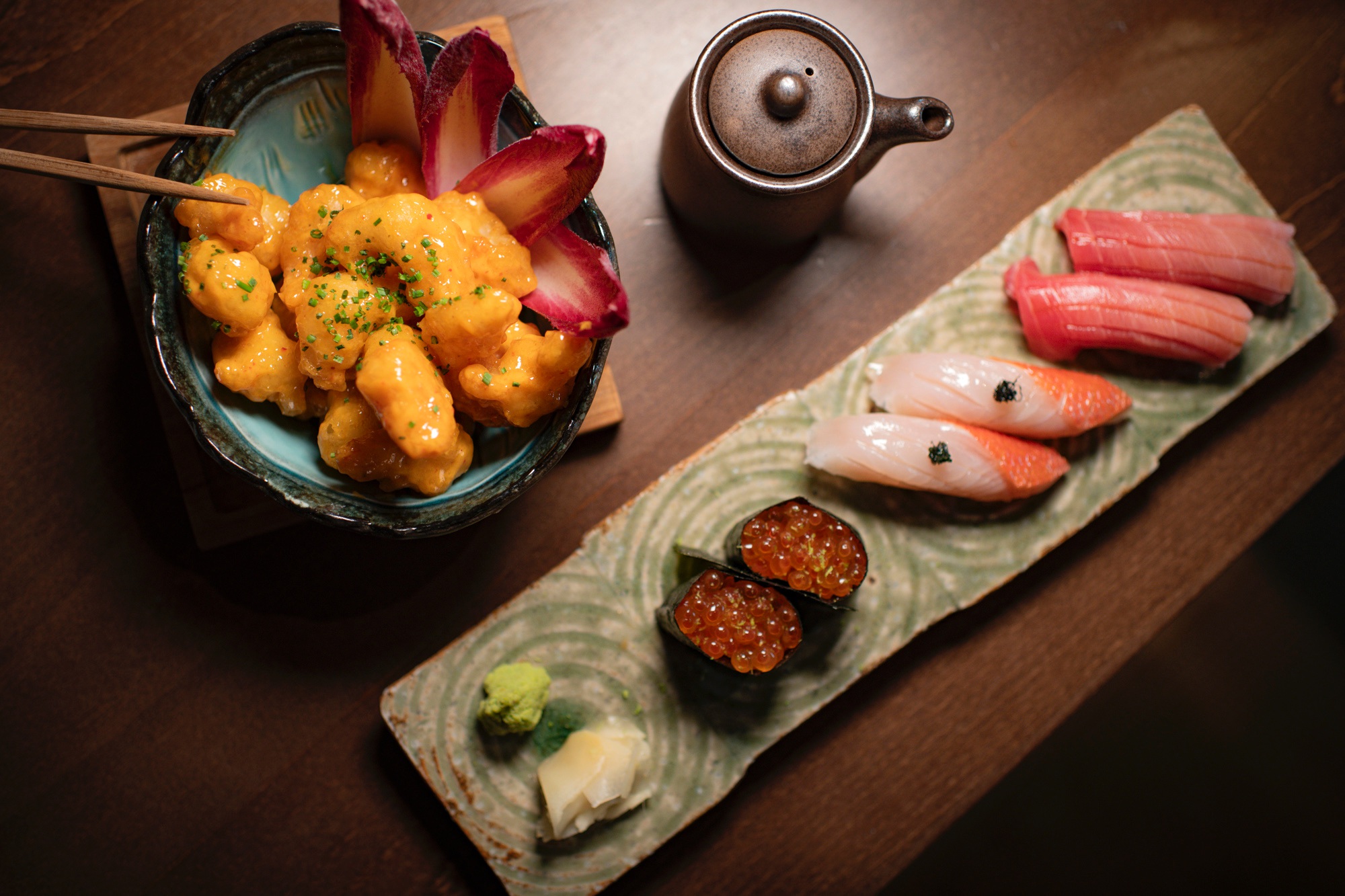 Rock Shrimp y selección de sushi.