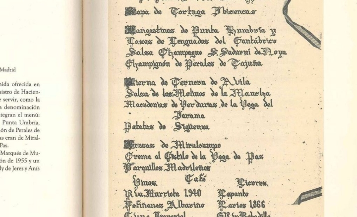 Menú publicado en "Memoria gráfica del paladar". Editorial TREA, pág 55.