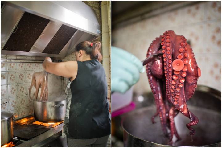 Bar Chinto (Porto do Son, A Coruña): preparación del pulpo