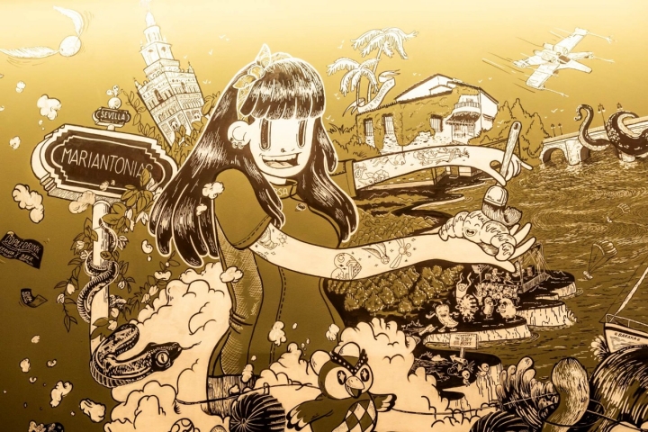 Bea, en el mural.