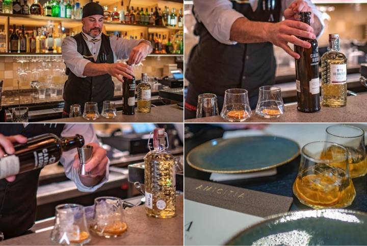 MANUEL JIMÉNEZ  (campeón mundial en técnica de coctelería de Tokio 2017) PREPARANDO LOS CÓCTELES