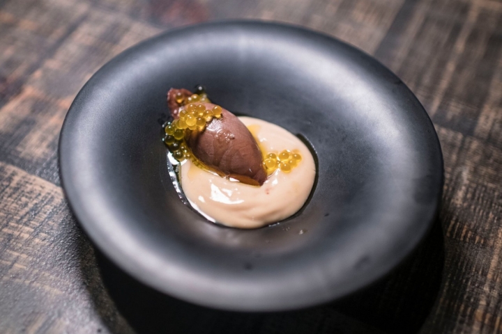 Versión del pan y chocolate del restaurante Farigola&Menta (Valencia):