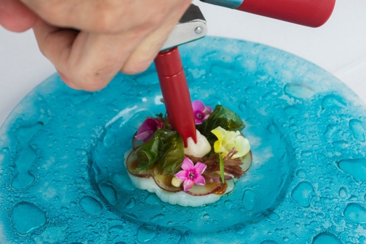 Restaurante 'Orobianco' (Calpe): carpaccio de vieira y uvas