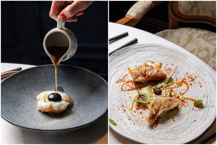 Ojo al begihandi y Salmonete y sus escamas crujientes.