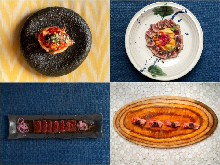 Platos de atún rojo salvaje del restaurante Azahara (Madrid).