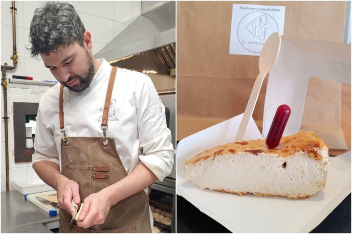 Sergio Jimeno prepara, entre otros postres, tarta de queso.