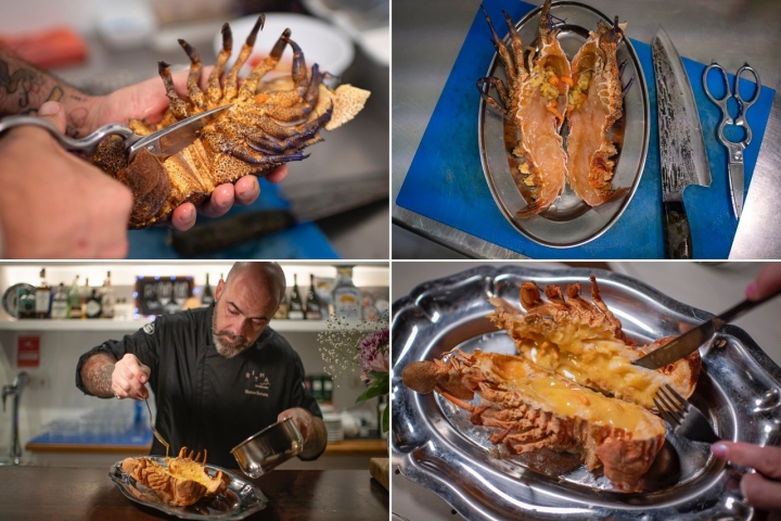 Preparación de la cigala real con mantequilla ahumada