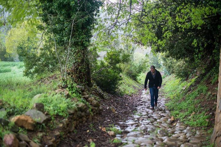 Madremanya (Báix Ampurdán) Un trozo de la calzada romana de Ampurias a Girona.