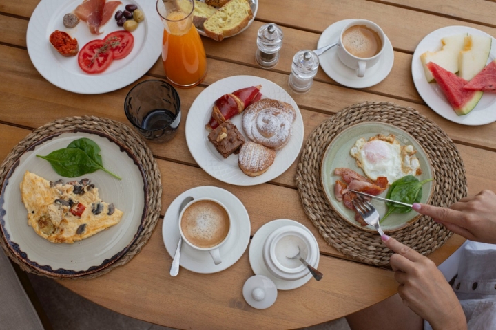 El desayuno, casero y delicioso.