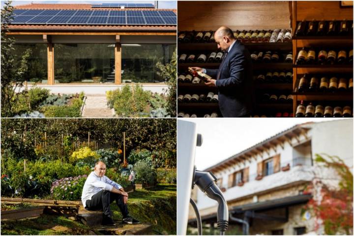 Placas solares y punto de recarga eléctrico en el restaurante de Ignacio y Carlos Echapresto. Foto cedida