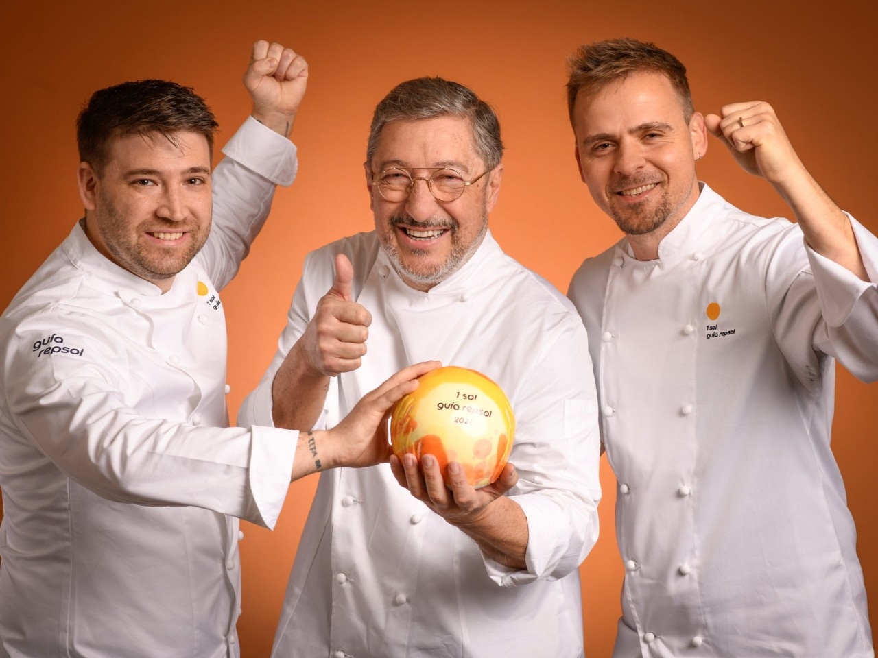 Carlos López, Jordi Turmo y Joan Roca, jefes de cocina y chef del restaurante Fontané (Sant Julià de Ramis, Girona).