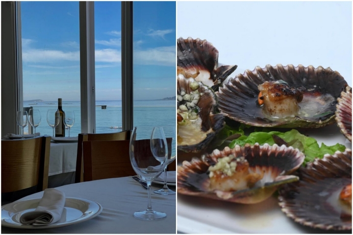 Vistas de Bueu y zamburiñas