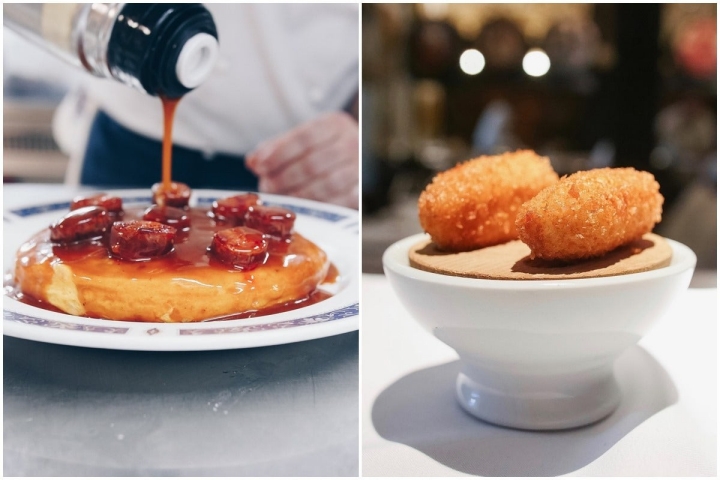 Las croquetas y la tortilla guisada con salsa de callos, chorizo ibérico y ali oli de 'Bodega El Riojano'. Foto: Facebook 'Bodega El Riojano'.