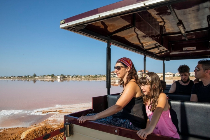 Un tren turístico te lleva del centro de Torrevieja hasta las Salinas.