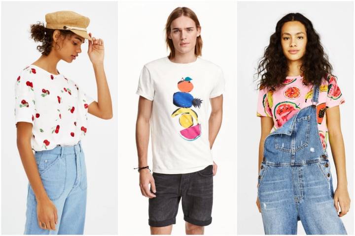 Piñas, sandía y melocotones. ¡Viva la fruta! (Pull&Bear y Bershka).