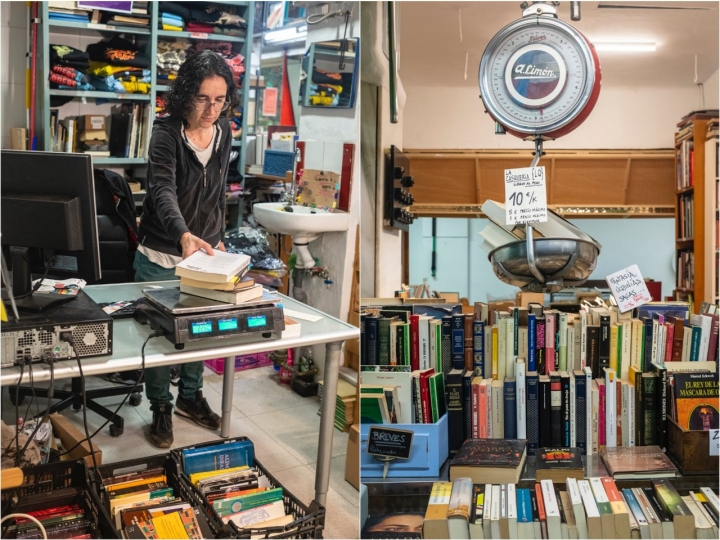 Pesa de libros en la librería La Casquería de Madrid