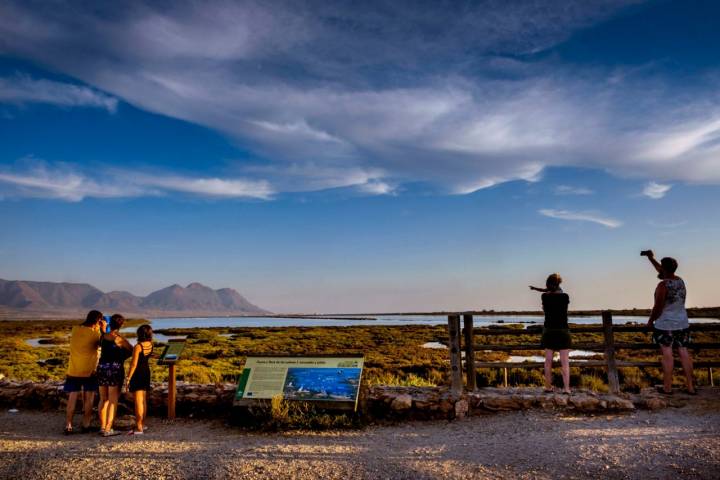 Desde el Mirador de Las Salinas es posible ver a lo lejos los flamencos.