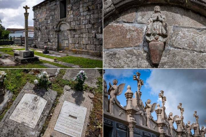 La iglesia románica de Santa Mariña, rodeada de tumbas de bebés.