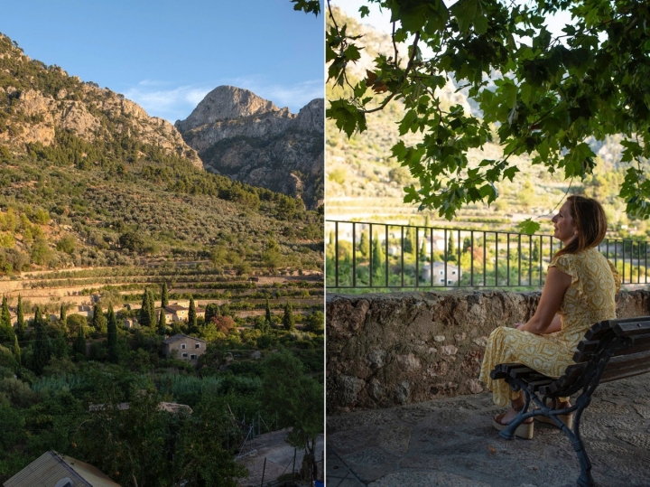 Un banco para sentarse a contemplar la Sierra de Tramontana en el Carrer de Sant Bartolomeu.