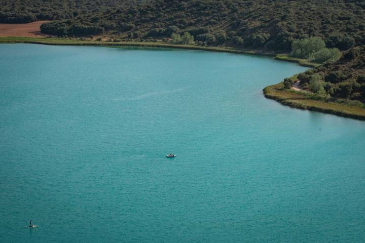 Vista desde el mirador de Ruidera de la laguna del Rey.